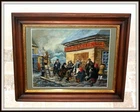 Russian Genre oil painting, Leonid Solomatkin, 1865