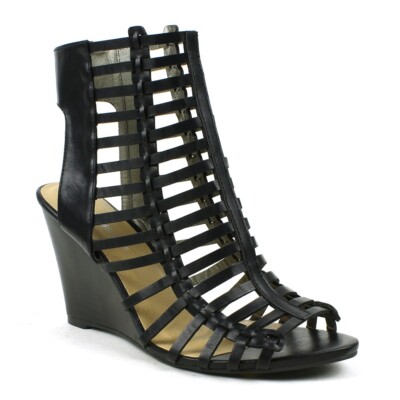 Mark Maddux Women's Elisha-08 Caged Gladiator Cut-Out Wedge Sandals