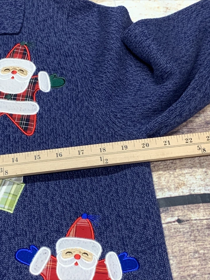 Уродливый Рождественский свитер Dressbarn женщин большой Санта-Клаус подарки синий праздник - Изображение 3 из 4