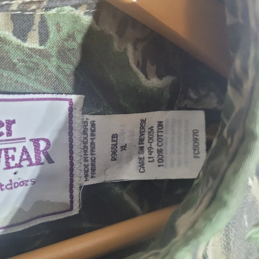 De Colección Wrangler Ropa Resistente Para Hombres XL Árbol Real Camuflaje Botón Delantero Manga Larga Foto 4 de 4
