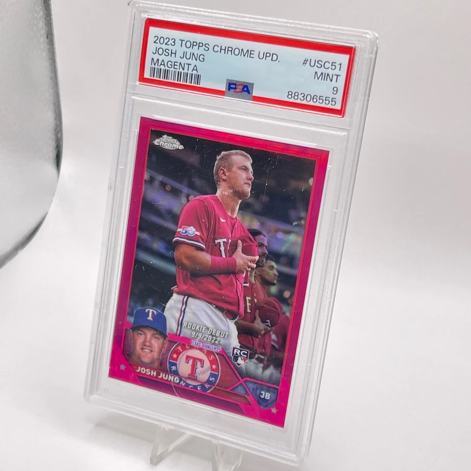 2023 TOPPS CHROME UPDATE JOSH JUNG RC ROOKIE MAGENTA REF PSA 9 #USC51 TEXAS ⚾️ - Image 2 of 4