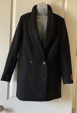 Aritzia Wilfred Reeves Wool Cashmere Black Pea Coat Italian Thread Nwt M $378
