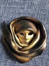 Venetian Carnival Mask Leather Brooch jewelry unique art