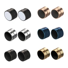 6pair Men Women Stainless Steel 8MM Fake Gauge Plug Non-Pierced Magnetic Earring