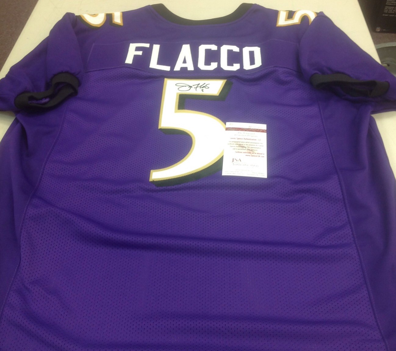 Joe Flacco Autographed Signed Autograph Purple Custom Ravens Jersey JSA 