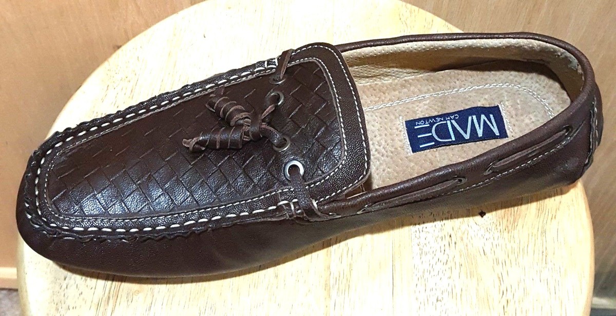 MADE Cam Newton Havelock Brown Leather Men\'s Square-toe Loafer 8.5 Basket Weave Made by Cam Newton Brown leather loafers with woven... | Depop main image 2