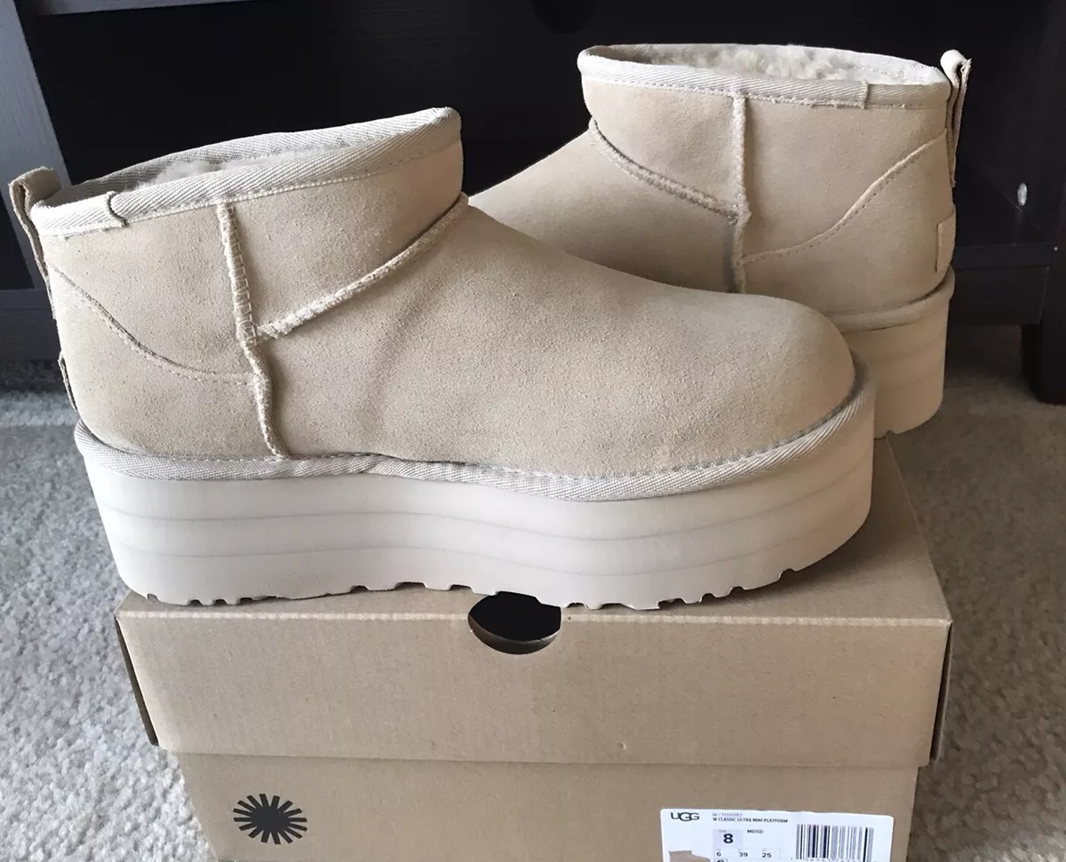 Authentic New UGG CLASSIC ULTRA MINI PLATFORM Boots Women’s Size 8, Mustard  Seed