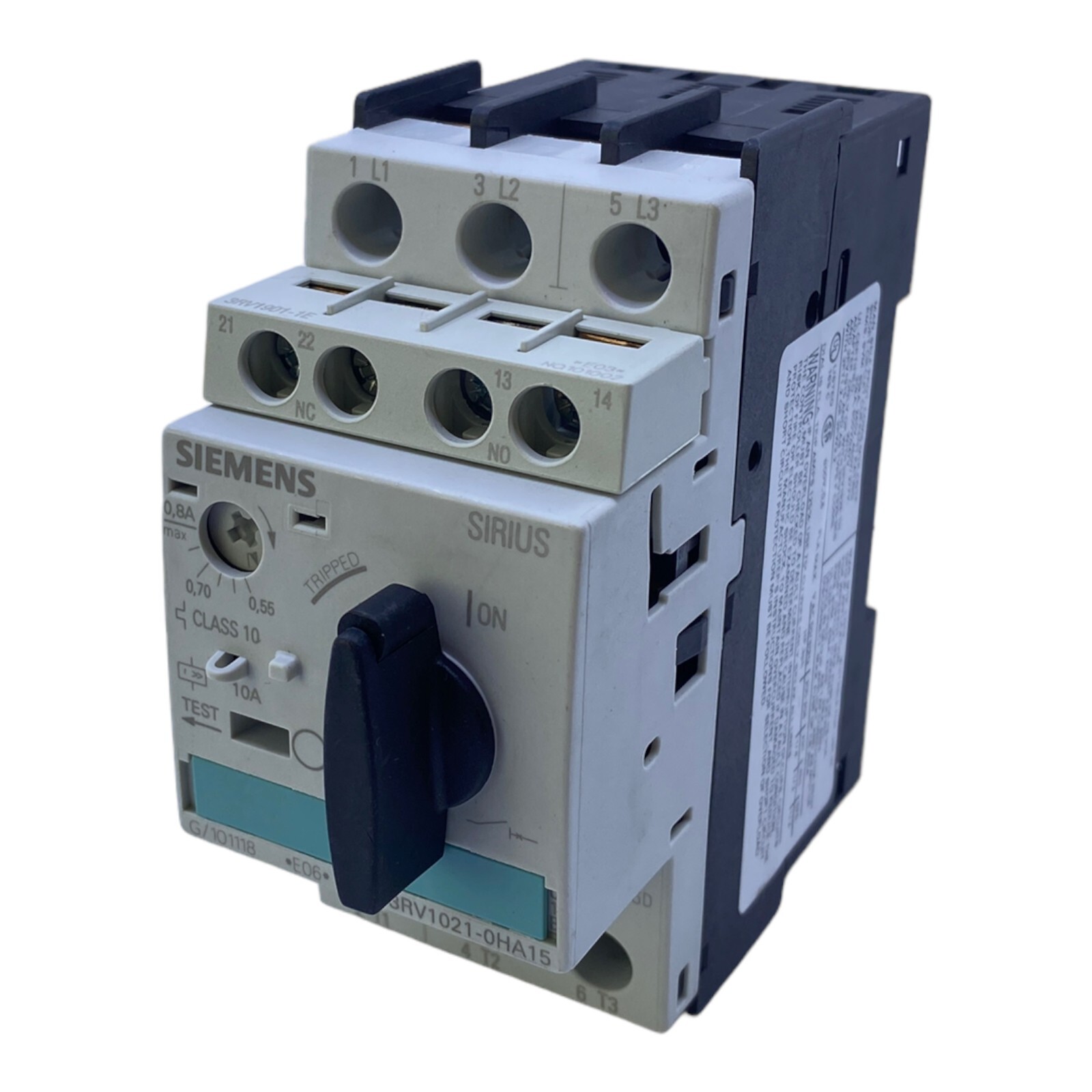 Siemens 3RV1021-0HA15 Circuit Breaker 0.55...0.80 A 1NO+1NC