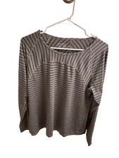 Eddie Bauer Long Sleeve Performance Shirt Women’s Size XL Black White Striped