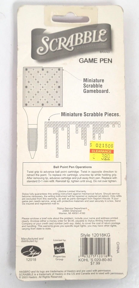 VTG 2003 Scrabble Game Pen Hasbro Mini Gameboard & Tiles! New Fast Shipping - Image 3 of 4