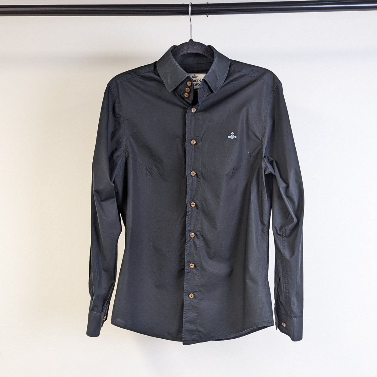 Men's VIVIENNE WESTWOOD Krall Button Shirt Black 48 MEDIUM classic orb  long