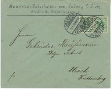 DEUTSCHES REICH 1898 5 Pf Krone MeF auf Kab.-Brief von DRESDEN- / ALTST.1 nach U