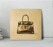 FRAMED Luxury Fashion Design Art Bag Stretched Canvas Ready to Hang 50x50cm
