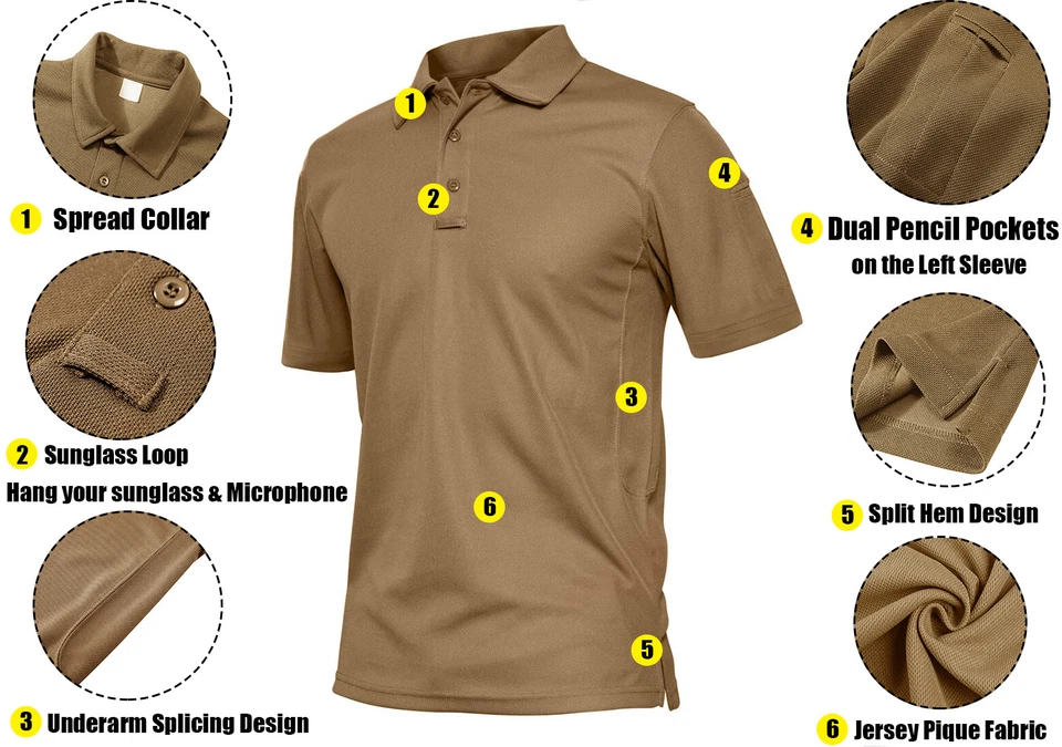 Camisas polo ateléticas de manga corta para hombre de secado rápido equipo trabajo activo informal golf Foto 2 de 4