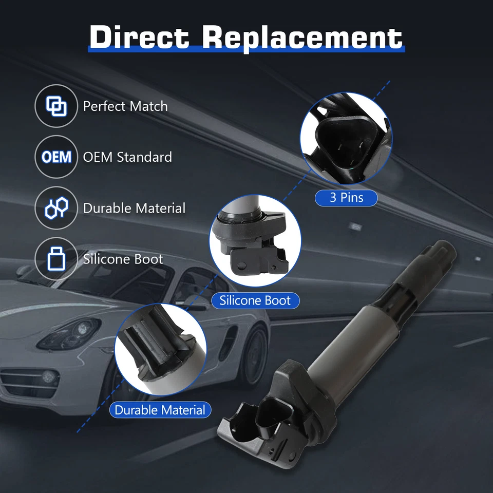 6Pack Ignition Coil & Iridium Spark Plug for BMW 330Ci 325i 525i 745i X3 UF522 - Изображение 3 из 4