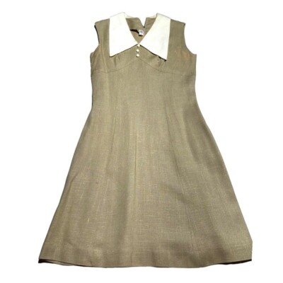 Vintage Tan/Cream Wool Dress Size 6