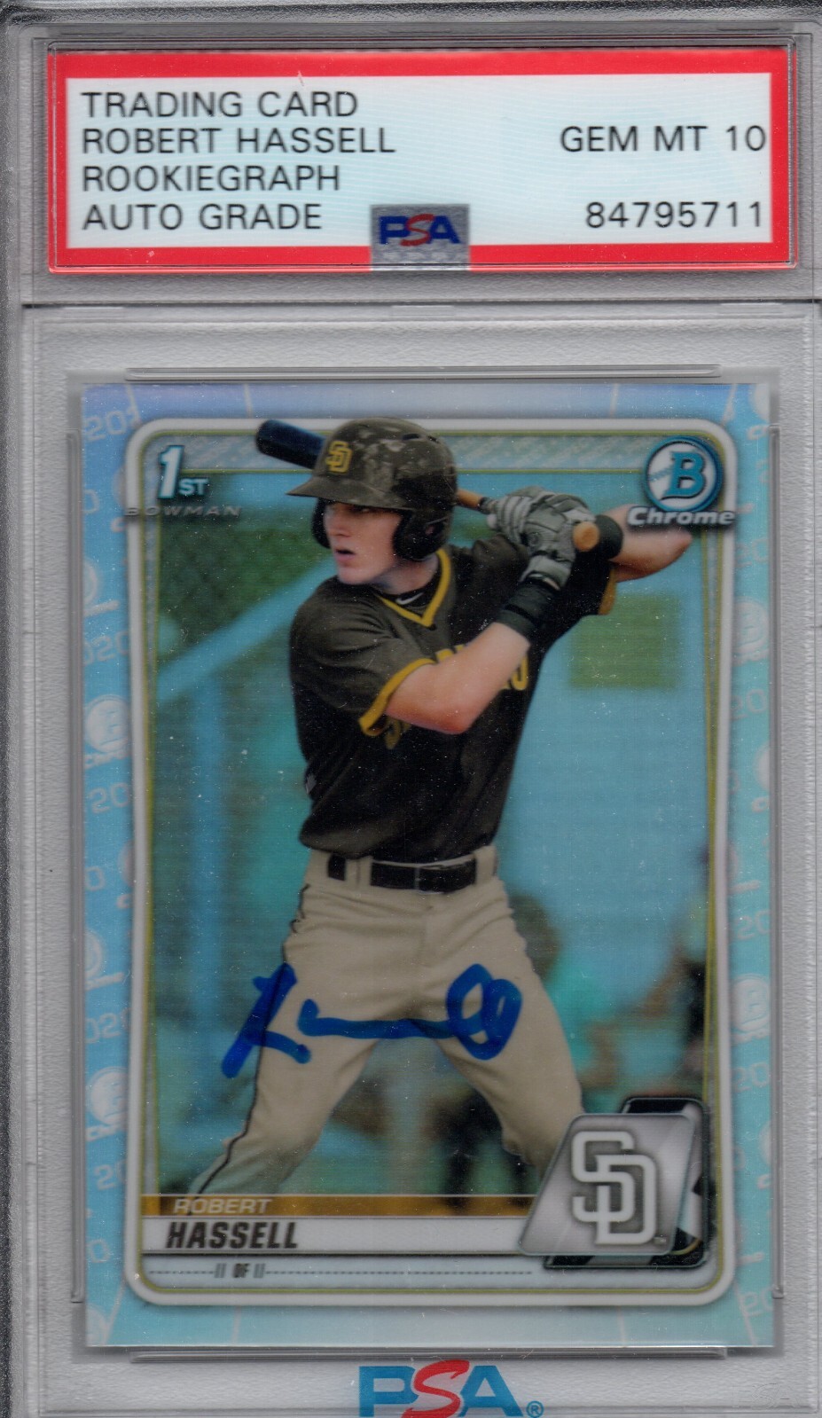 Robert Hassell 2020 Bowman Draft Refractor Rookie Graph Auto Grade PSA 10