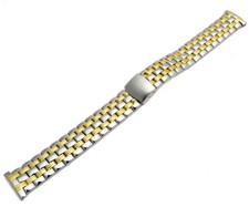 Ladies 2-Tone Stainless Steel Watch Bracelet Folding Clasp 16mm W005