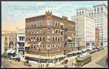 Howard & Riverside Spokane WA Vintage Postcard - Busy Corner Street Scene Early