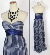 NEW Morrell Maxie Blue Gray $340 Strapless Long Prom Formal Dress Size 4 Silk