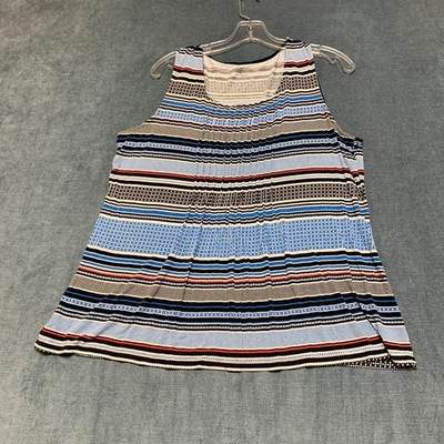 Croft & Barrow Tank Top Womens Large Multicolor Geometric Pleated Scoop Neck