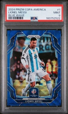 Panini Prizm Copa America Lionel Messi #1 Blue Wave Prizm /199 PSA 9