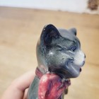 Vintage English Pottery Cat Figurine Grey Black Red Bow Made in England 5.5 — photo 8