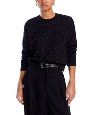 AQUA Athletic Sophia Crystal Embellished Sweatshirt Women's XS Black Pullover