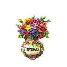 Hungary Colorful Flower Vase Tourist Souvenir Resin Refrigerator Fridge Magnet