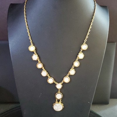 Kate Spade New York Punchy Petals White Marble Stone Gold Plated Y-Necklace