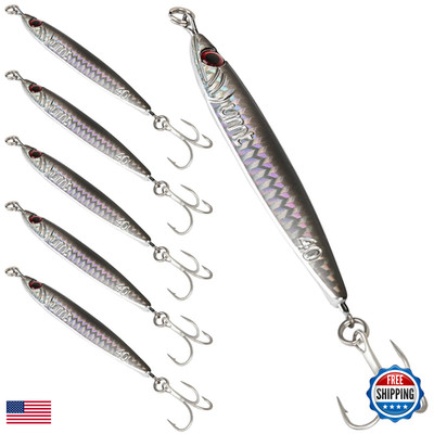 Uncle Mo'S Saltwater Tackle 40G Vertical Casting Jigs Set Super Sharp Treble