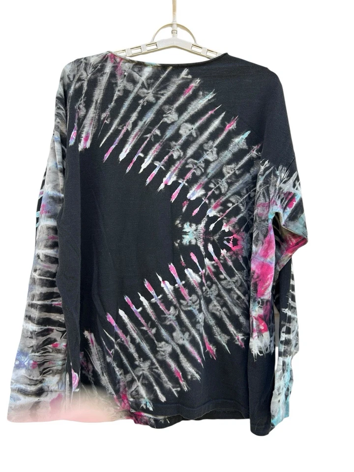 Hermosa camiseta negra tie dye XL de una sola puntada vintage de los 90 para mujer Foto 2 de 4