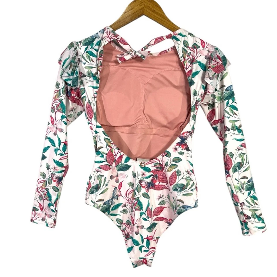 Купальник цельный OndadeMar с бабочкой и цветочным принтом с длинным рукавом размер XS - Изображение 3 из 4