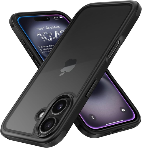 MobNano - Cover Antiurto Per IPhone 16, Sottile In TPU E PC, Nero, Con Protezione Angoli - 2
