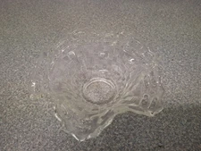 Vintage Fenton Clear & Satin Glass Ruffle Basket Weave Bowl 6 1/2 "