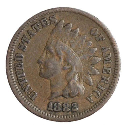 1882 Indian Head Cent Good- Very Good Average Circulated Condition Copper Penny