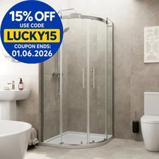 900mm Quadrant Shower Enclosure 8mm Glass Frameless Non Slip Tray Bathroom