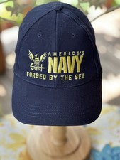 America’s Navy Forged by the Sea Blue Cap Hat Adjustable Made in USA Military