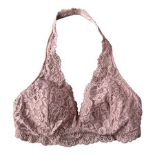Abercrombie Fitch Lace Halter Bralette Dusty Rose M Padded Plunge Adjustable
