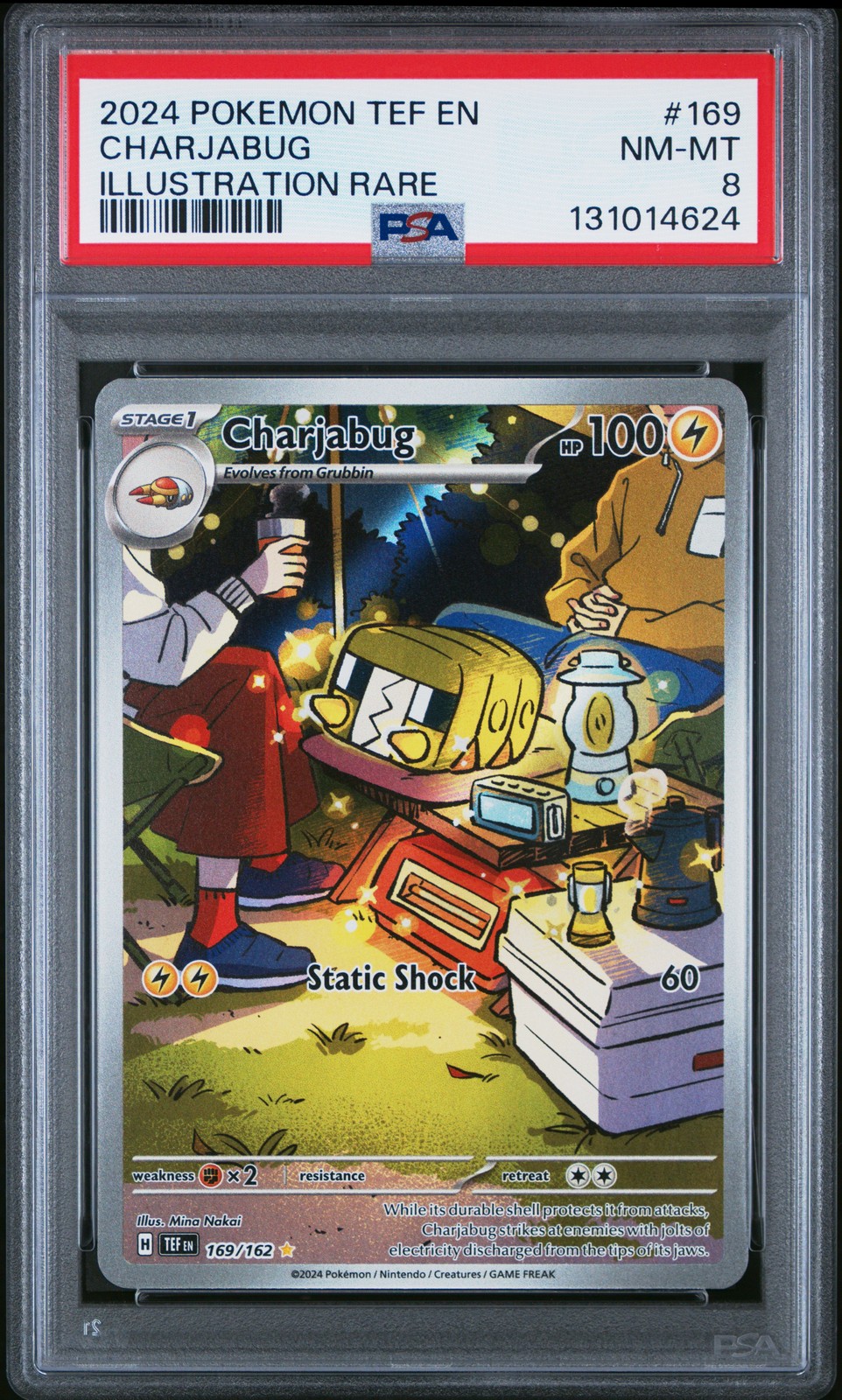 2024 POKEMON TEF EN-TEMPORAL FORCES ILLUSTRATION RARE #169 CHARJABUG PSA 8