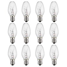 C7 Night Light Bulb 4 Watt E12 Candelabra Base 15Lumens Clear Soft White 12 Pack