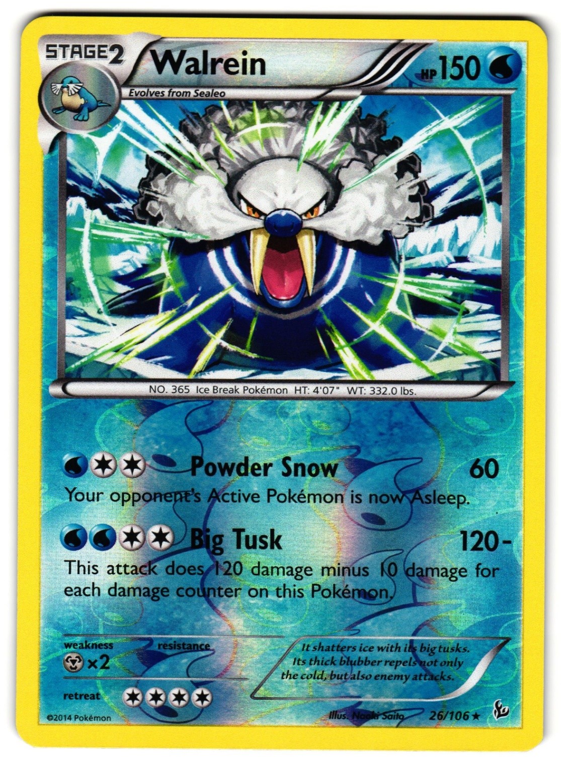 Walrein Reverse Holo 26/106 Rare XY - Flashfire NM