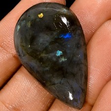 Natural Labradorite Pear Shape Cabochon Loose Gemstone 35 Ct. 34X21X6 mm A-21517