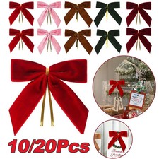 10/20Pcs Velvet Bows For Christmas Tree Decor Wreath Garland Velvet Bow With Twi