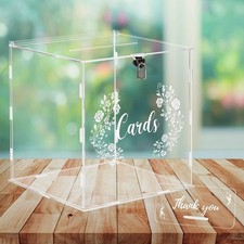 Wedding Card Box Clear Acrylic Card Box with Lock  Sign Wedding Money Post G...