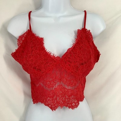 Missguided bauchfreies Spitzen-Bralette-Top Größe UK 10 V-Ausschnitt Trägertop verstellbare Träger