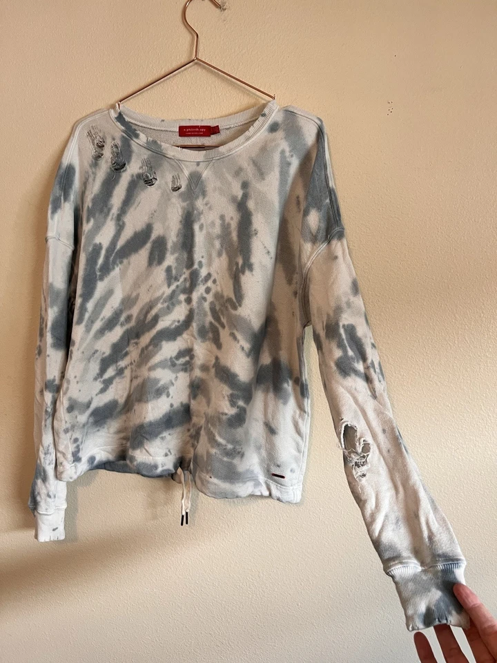 Sudadera Philanthropy Distressed Tie Dye Cuello Redondo Talla Pequeña Azul Blanco Mujer Foto 2 de 4