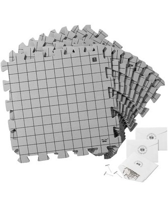 Mr. Pen- Blocking Mats for Knitting & Crochet Projects, 12'' x 12'', 9 Gray 