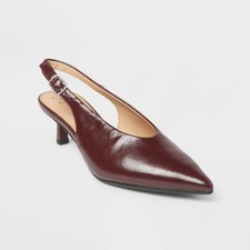 Women s Samantha Sling Back Kitten Heels A New Day Burgundy 8