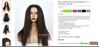 Beautiful kinky straight wig with highlights from RPGSHOW website. Never worn